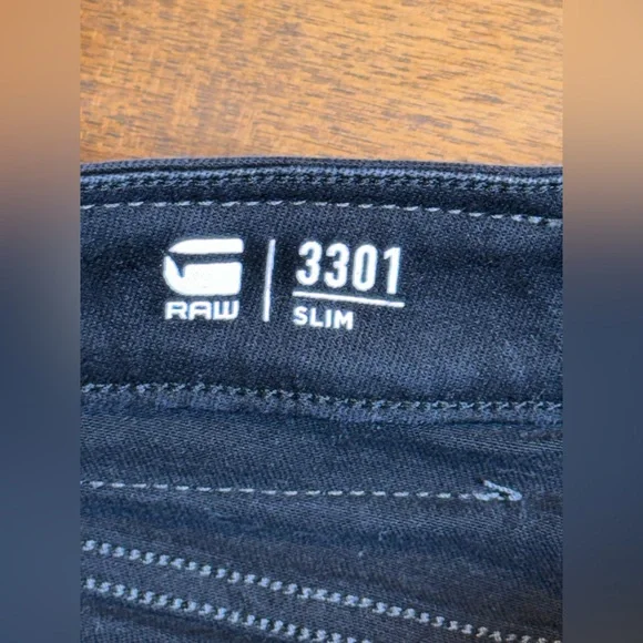 G Star Raw 3301 Slim Denim Jeans Black Stretch - Picture 4 of 7